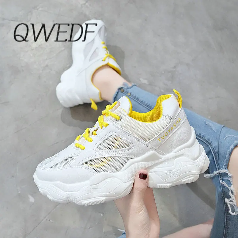 QWEDF/Модные женские кроссовки Harajuku; спортивная обувь на буферной платформе с вентиляцией; спортивная прогулочная YN-29
