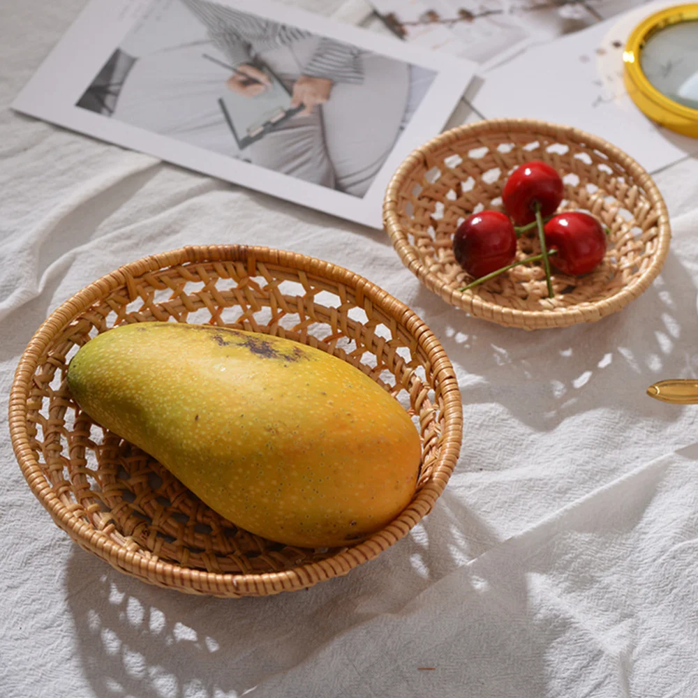 

1pc Autumn Vine Woven Basket Hand-woven Vegetable Basket Hollow Out Storage Holder Dried Fruit Cake Organizer (Light Brown, Big