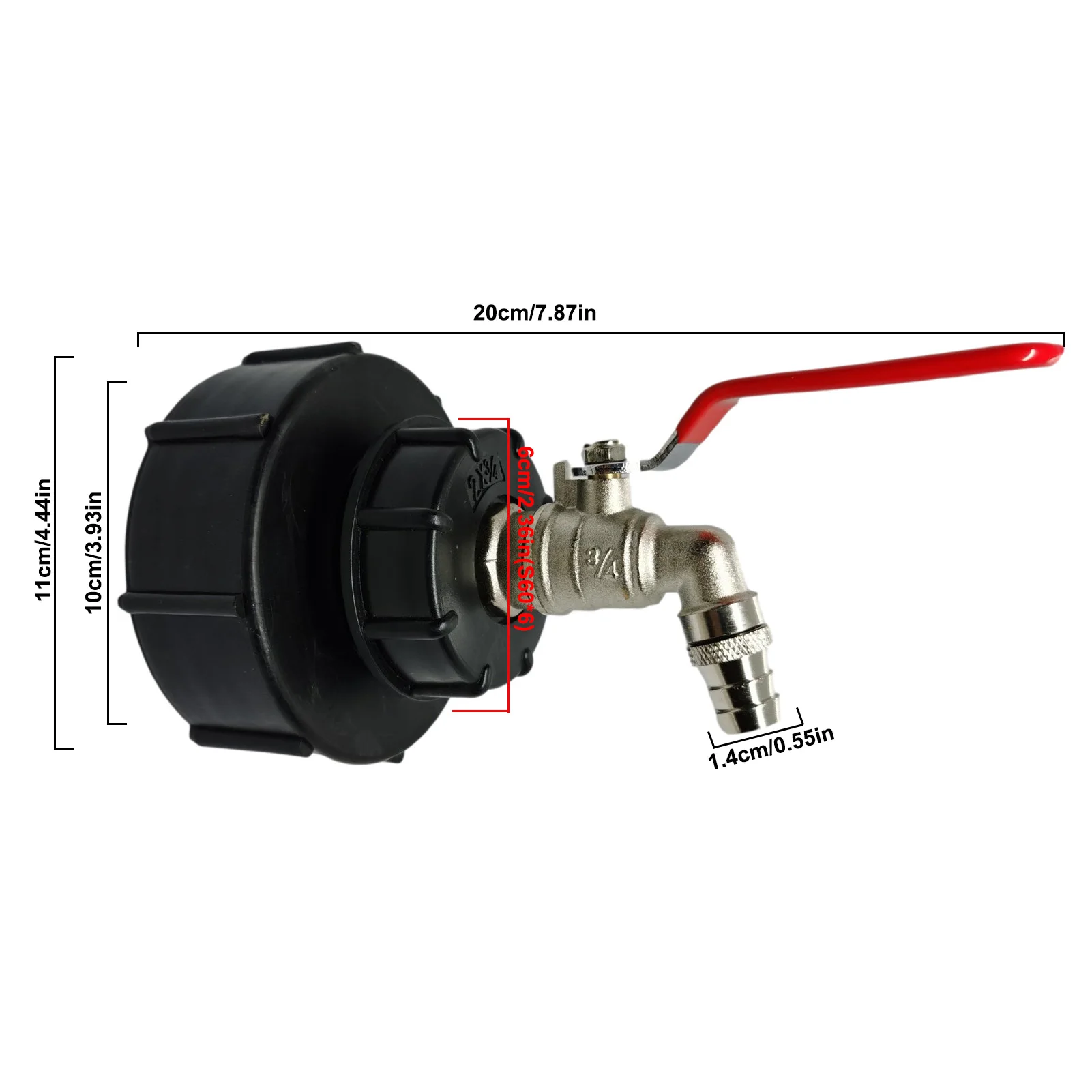 

1000L IBC Tank 3/4 Inches Outlet Tap And IBC Tank Valve Adapter Fitting Food Grade Drain Adapter Garden Hose Faucet