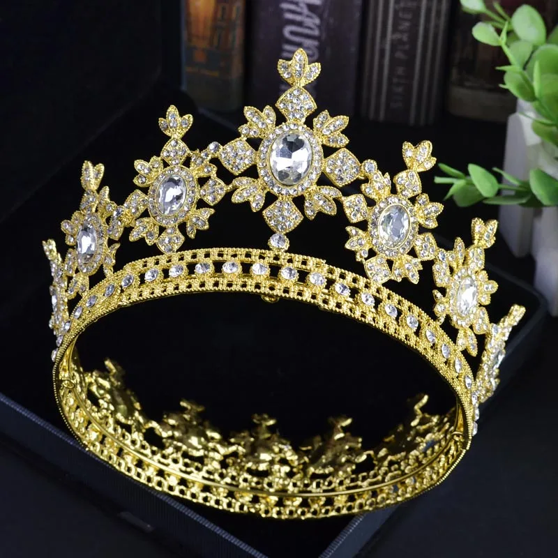 Style 4 Высокая мода Синий Красный Белый Стразы круглые диадемы и короны Королевский Король Королева диадема невесты Noiva Свадебный головной убор - Окраска металла: Style 4
