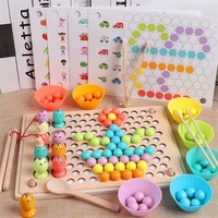 wooden beads game montessori kids math toys training clip ball puzzle toy board fishing game preschool toddler children toy gift
