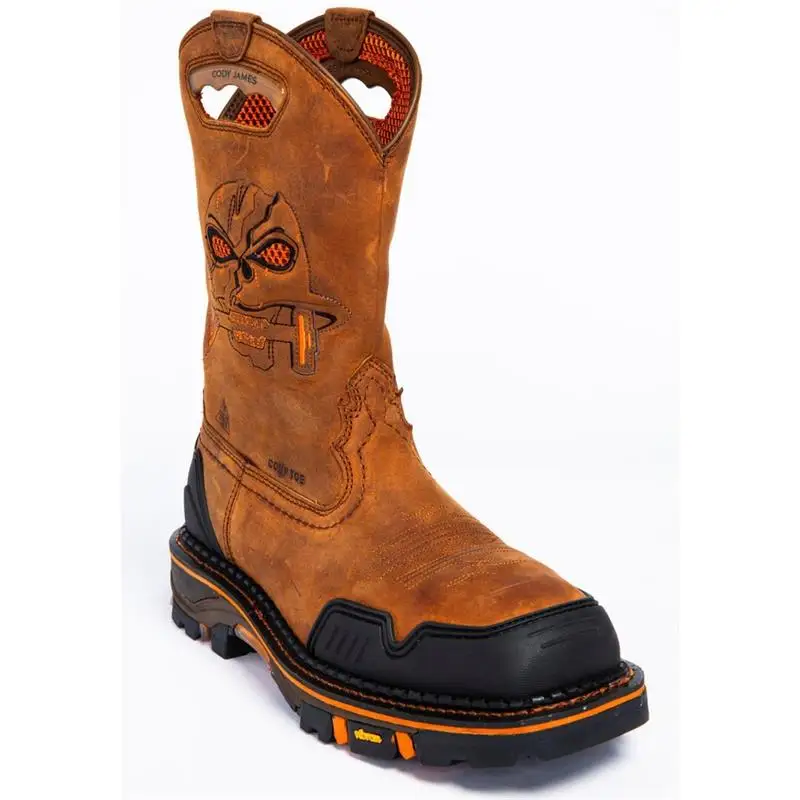 

New Men Shoes Fashion Trend Solid Color PU Retro Embroidery Skull Middle Tube Square Toe Classic Cowboy Rider Martin Boots KS295