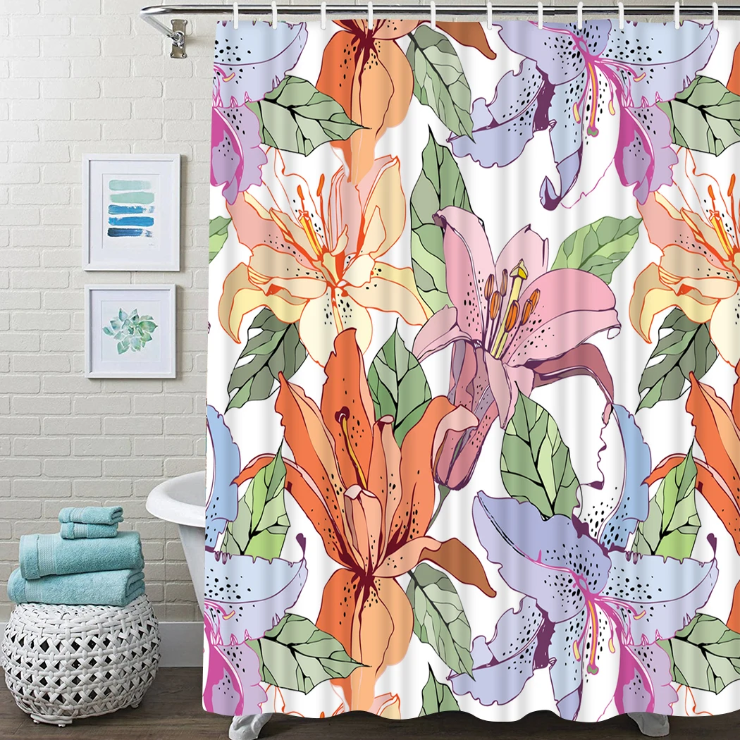 

Cool Shower Curtain Brush Pen Alphabet Font Shower Curtain Waterproof Fabric For Bathroom Decor Shower Curtains Set With Hooks