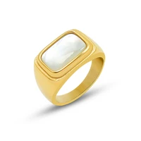 stainless steel white seashell design ring gold filled retro for women kpop style hawaiian jewelry joyeria de acero inoxidable