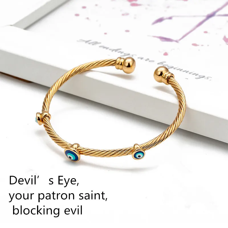 

Trendy Blue Eye Bracelet Female Gift Simple Demon Eye Bracelet Open Bracelet Jewelry