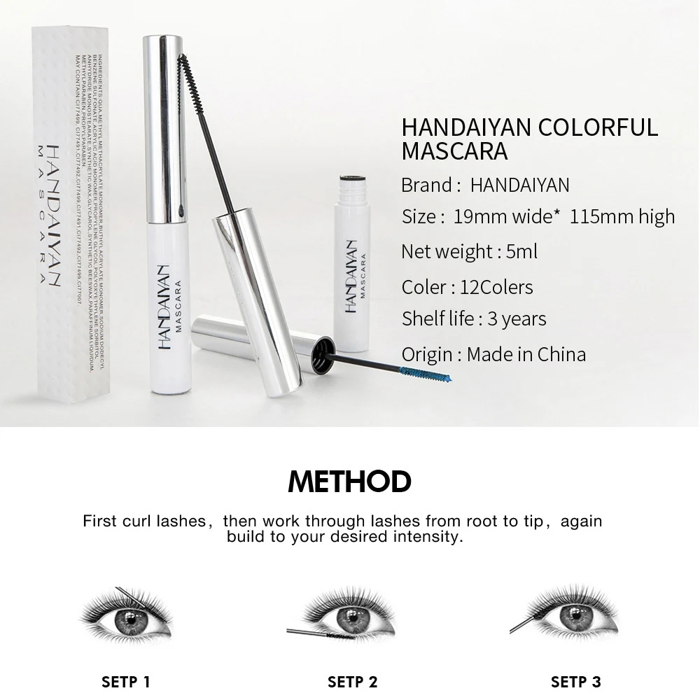 New 12 Colors Colorful Charming Lash Mascara Professional Volume Curled Lashes Extend Eye Makeup Thick Cosmetic |