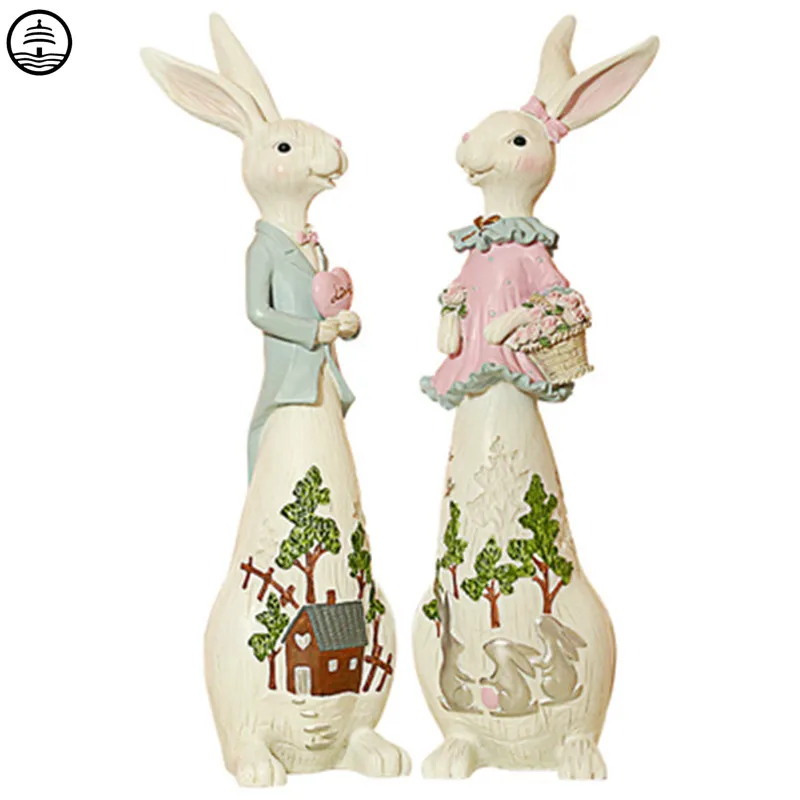 

Современный домашний декор, полимерные пары, кролик, комнатные фигурки, аксессуары для украшения гостиной, художественные статуи и скульпт...