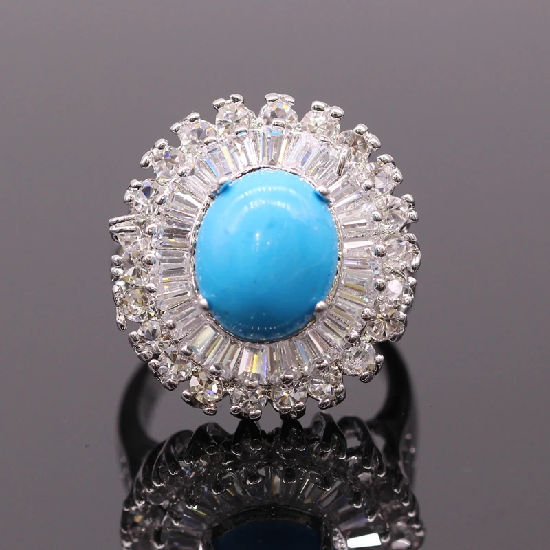 Набор из ожерелья и серег JINYAO с синим камнем цирконием ААА кольцо цепочка белого