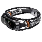 Браслет из натуральной кожи для Xiaomi Mi Band 4, мужской, нейлоновый, серебристый, черный, с металлической застежкой