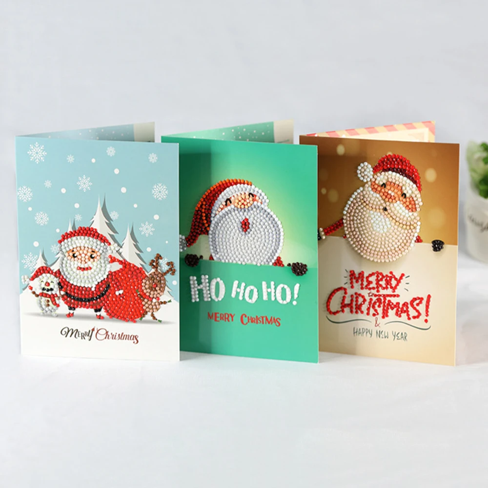 Веселые рождественские открытки с Санта Клаусом и оленем DIY Алмазная картина