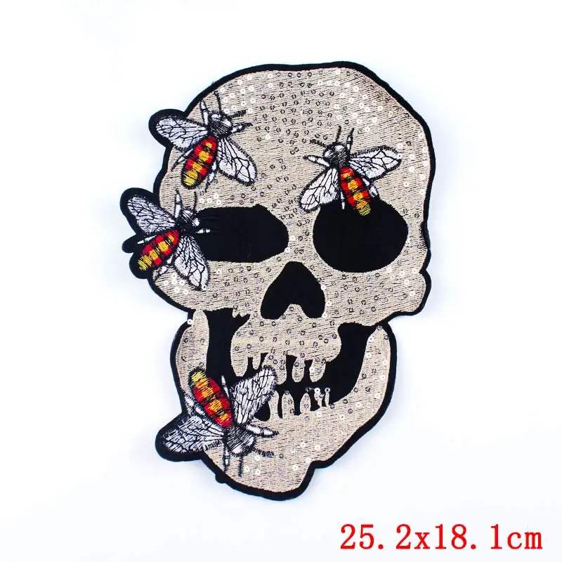 Праджня большой задней аппликацией черепа панк патчи для одежды бесплатная