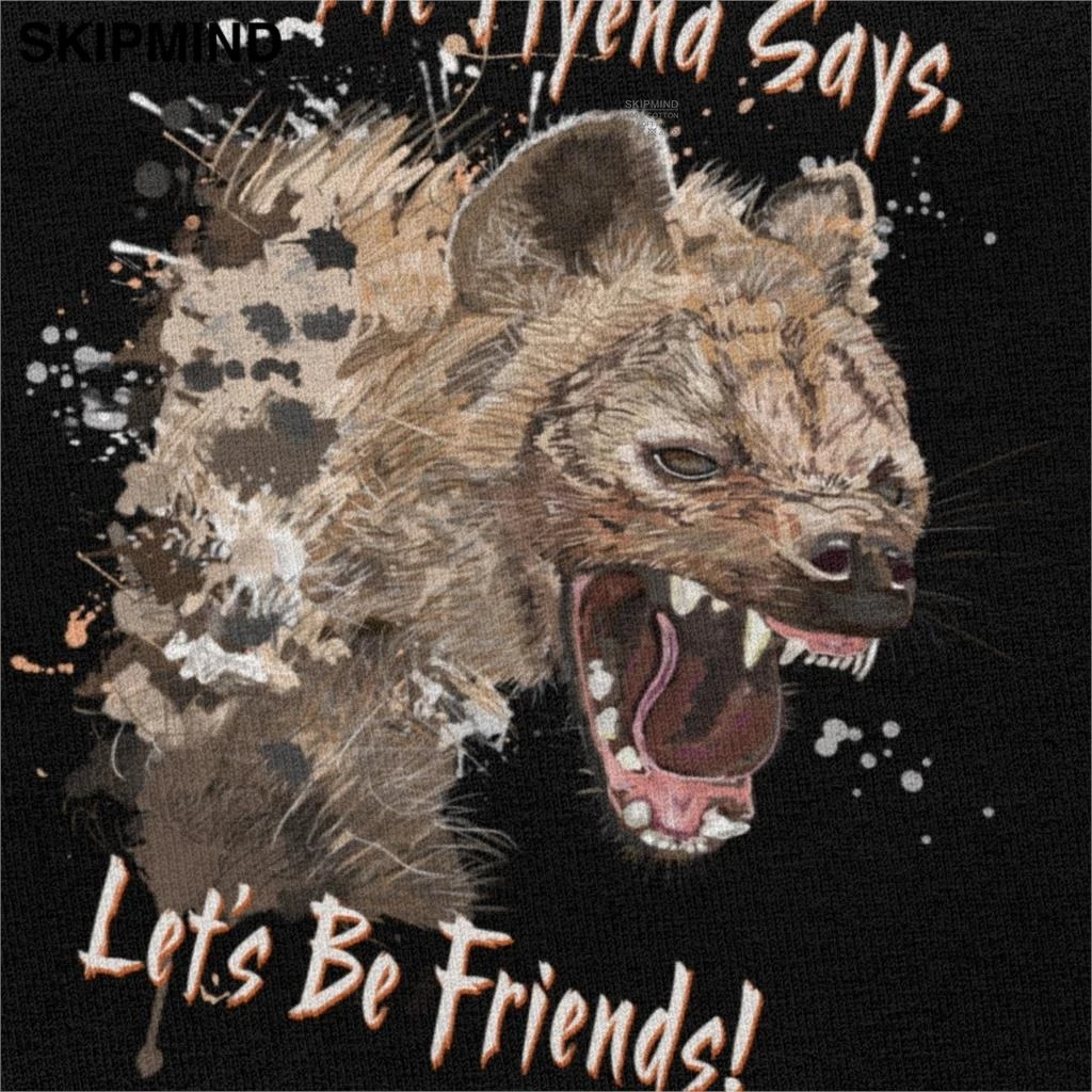 Мужская футболка Hyena из чистого хлопка с пушистыми животными Африканское сафари