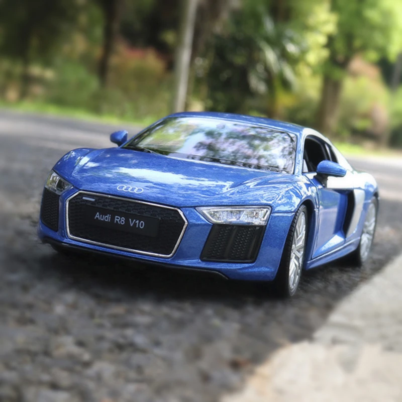Welly 1:24 Audi R8 V10 синяя модель автомобиля из сплава имитация коллекция украшений