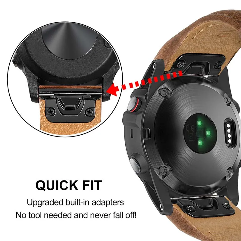 Quick Fit Кожаный ремешок для часов 22 мм для наручных часов Garmin Fenix 6/6 iPad Pro/5/5 Plus/Forerunner 945/935/подход S60/инстинкт ремешок для часов