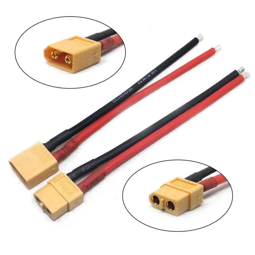 2 шт. батареи XT60 Мужской разъем с силиконовым 14 AWG провода горячей Y919|Детали и
