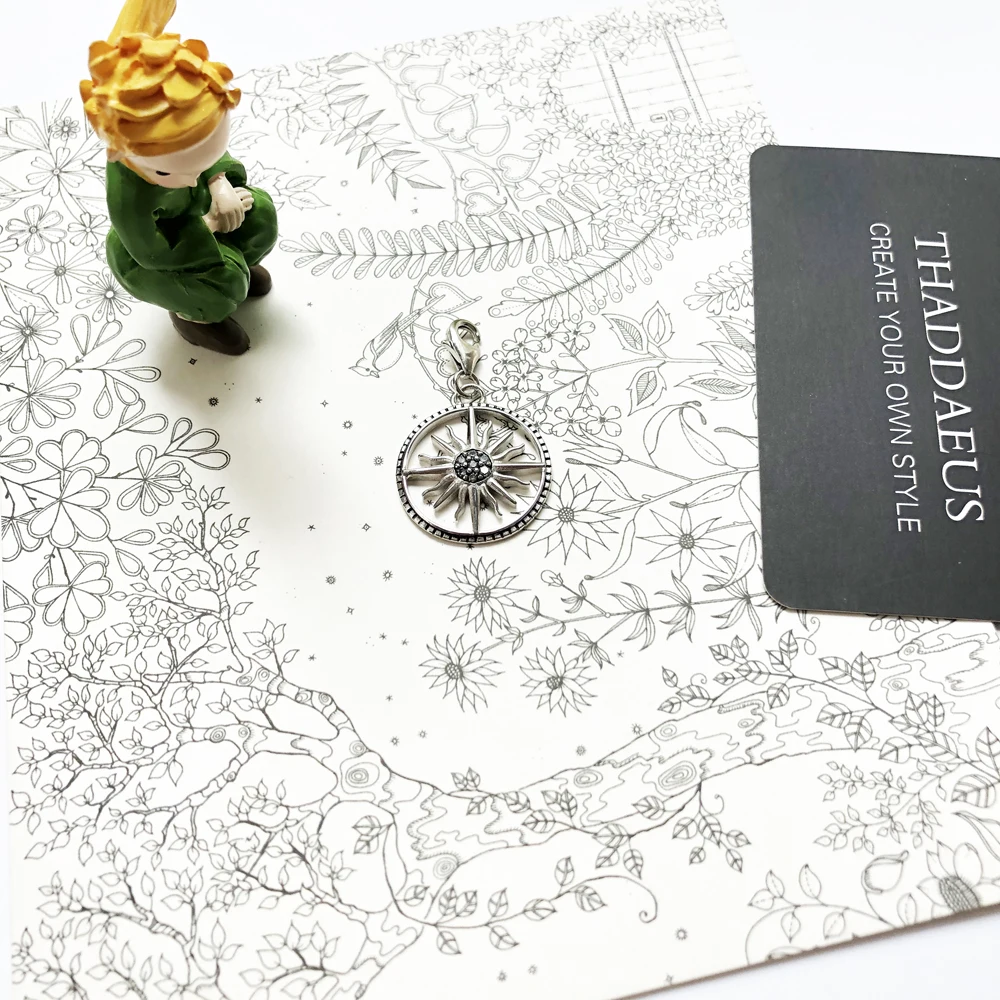 

Real 925 Sterling Silver Fashion Jewelry Large Sun Pendant Charm Fit Necklace Bracelet for Women Drop Shipping Wholesale