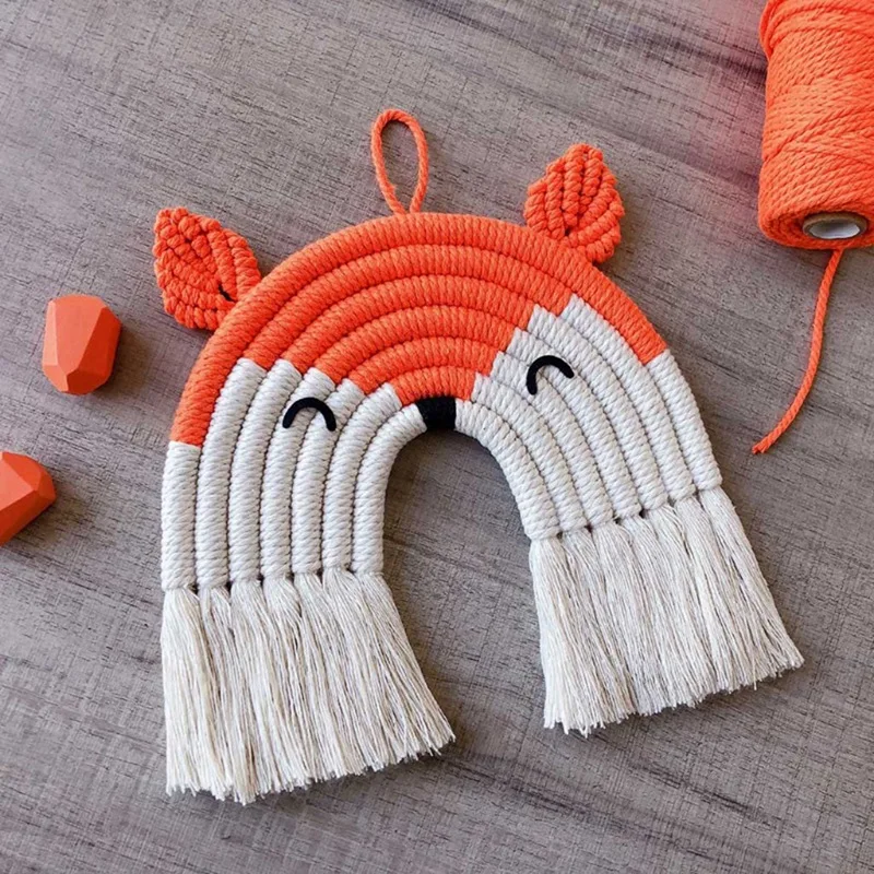 

Nordic Hand-Woven Macrame Tapestry Cotton Rope Animal Wall Hanging Pendant Kids Room Nursery Decoration Home Ornament