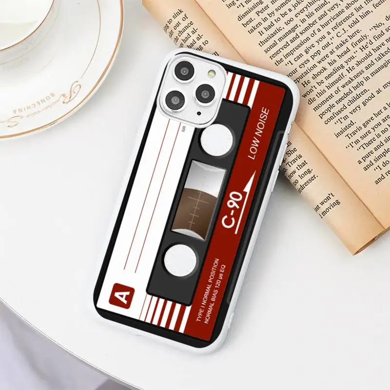 

Retro Side Old Style Tape Cassette Phone Case Candy Color White for iPhone 11 pro XS MAX 8 7 6 6S Plus X 5S SE 2020 XR