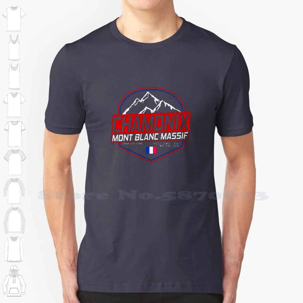 

Retro Ski Chamonix France Skiing And Mountain Biking Paradise Cool Design Trendy T-Shirt Tee Chamonix France Massif French Alps