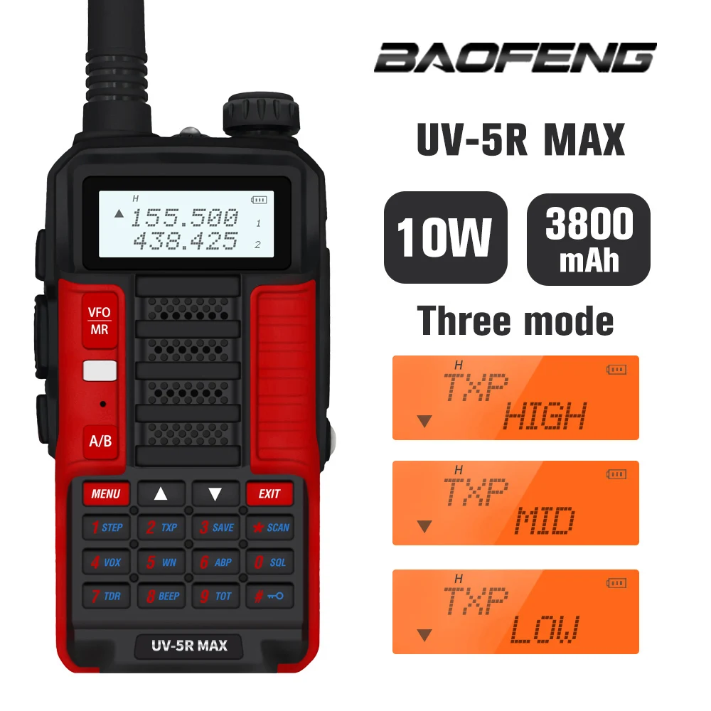 Рация Baofeng 10 Вт высокомощная радиостанция uv5r MAX УФ 5R max двухдиапазонный