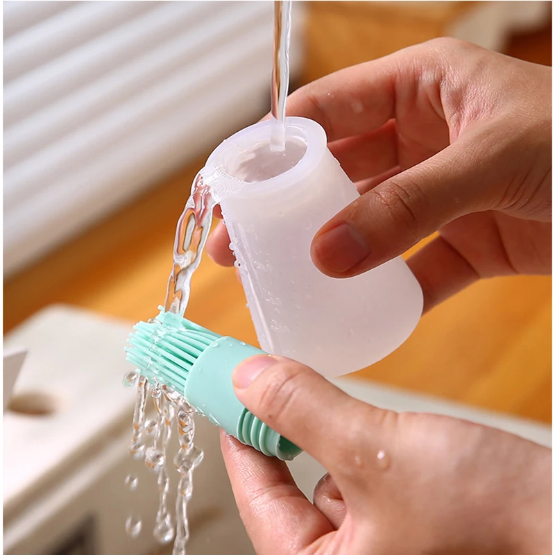 

Soft Silicone Oil Brush BBQ Oil Bottle Brush with Lid Olive Oil Baking Cooking Basting Brushes for Barbecue Meat Kitchen Gadget
