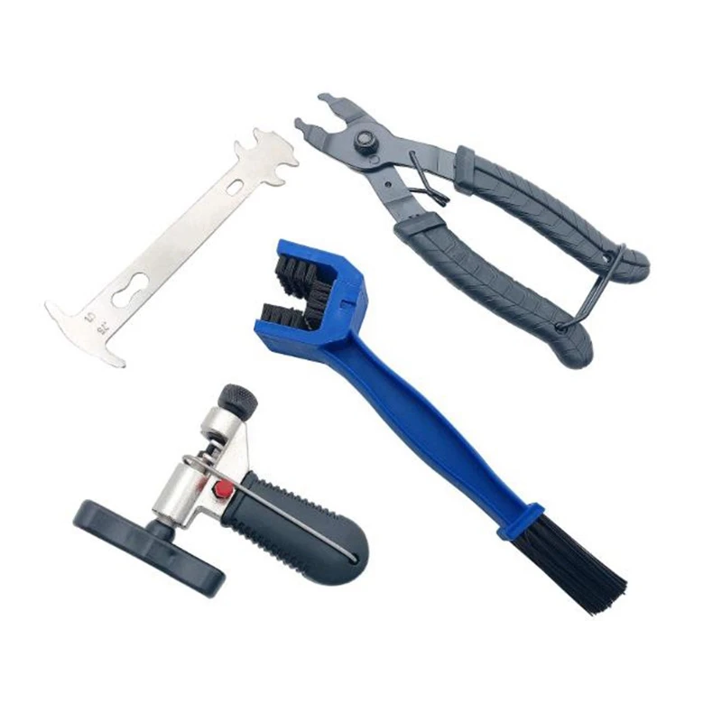 

4 Pcs Bicycle Chain Repair Tool,Bicycle Chain Remove and Install Tool,Chain Clamp+Chain Cutter+Chain Ruler+Chain Brushes