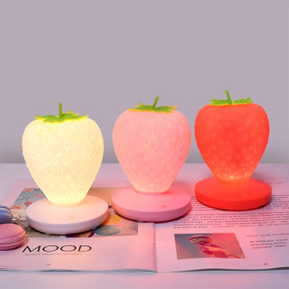 

Touch Dimmable LED Night Light Silicone Strawberry Nightlight USB Bedside Lamp For Baby Children Kids Gift Bedroom Decoration