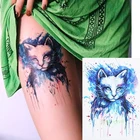 Водонепроницаемая Временная тату-Наклейка Большой размер синяя кошка тату 21*15 см тату наклейки флэш-тату поддельные татуировки для мужчин и женщин