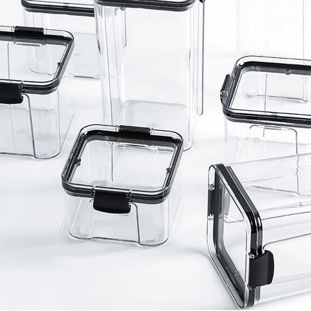 Контейнер для хранения зерен кухни квадратная прозрачная пищевая канистра