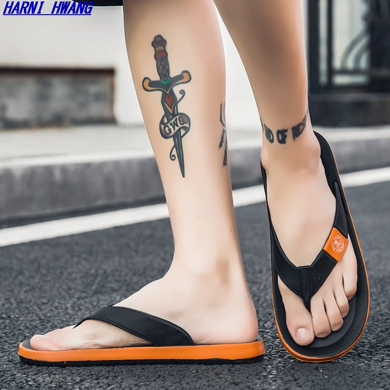 

Summer New Fashion Young Couple Sandals And Slippers Outdoor Street Light Flat Shoes Sexy Flip Flops Rubber Sole Size 39-45