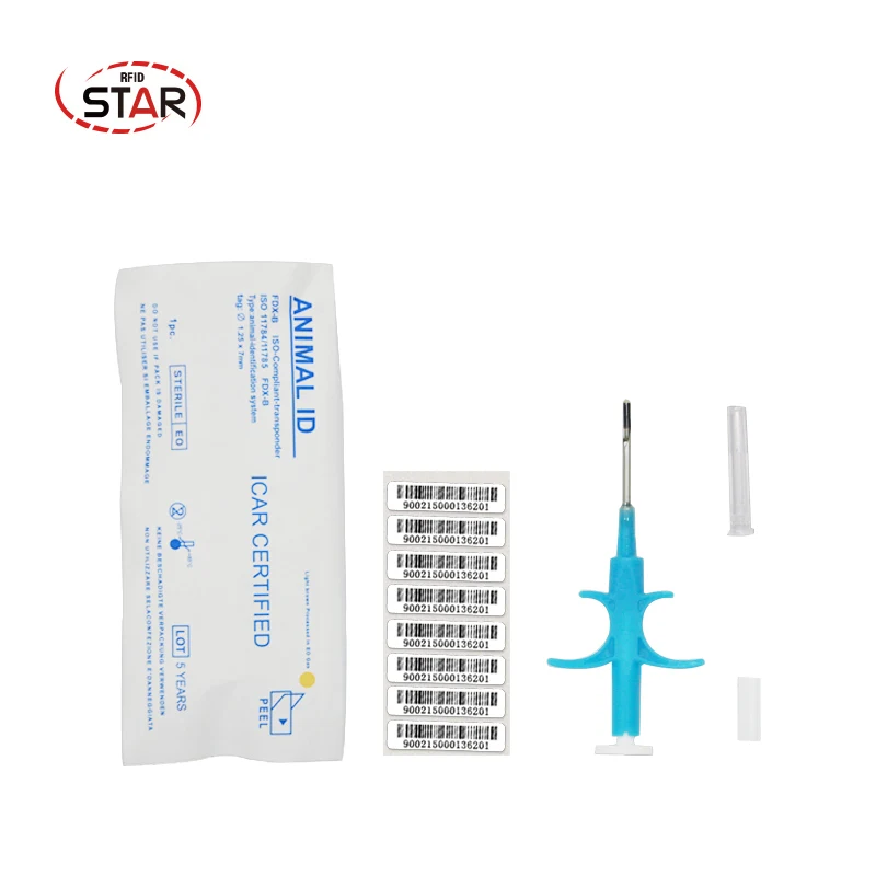 50pc 1.4*8/2*12 cat dog microchip animal syringe ID implant pet chip needle vet RFID injector PIT tag for aquaculture fish