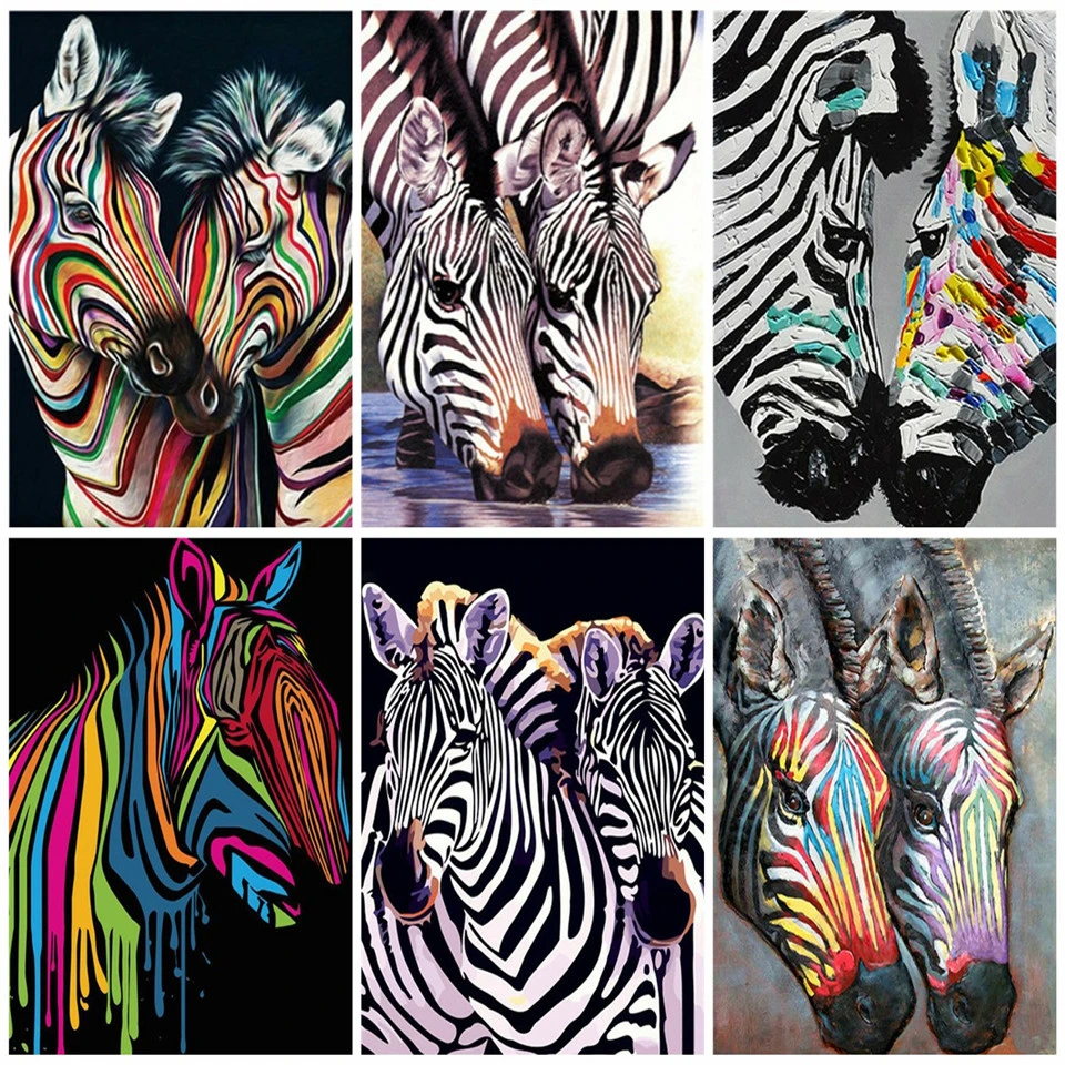 Картина AZQSD по номерам черный белый зебра DIY Unframe уникальный подарок акриловая