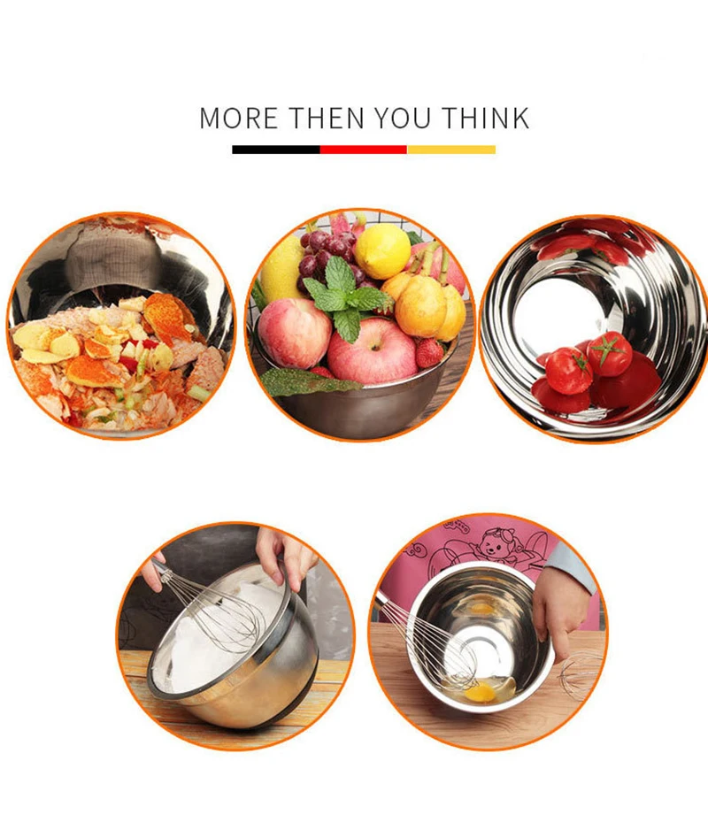 Набор больших глубоких мисок для смешивания из нержавеющей стали 7 шт./компл.