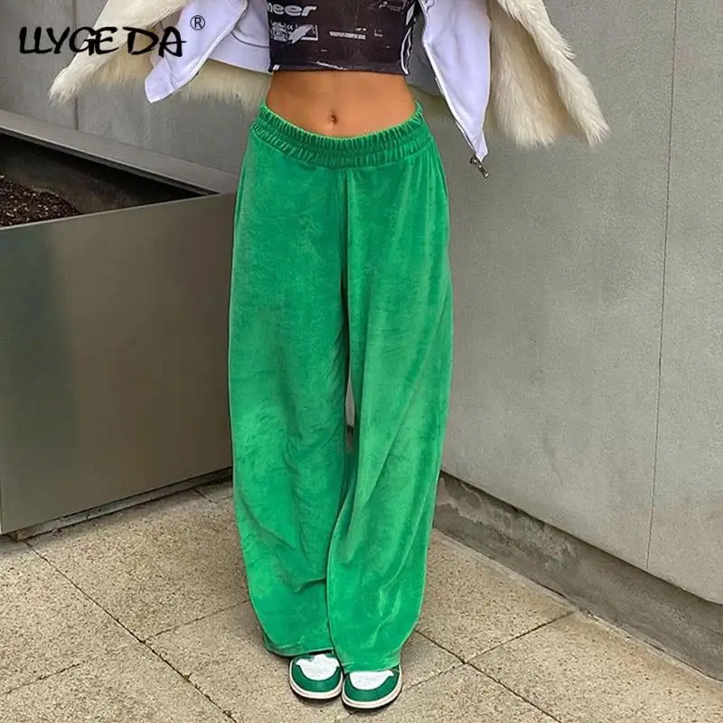 

Greeen широкие брюки для женщин со средней талией Свободные повседневные женские брюки 2021 лето осень модные новые женские брюки