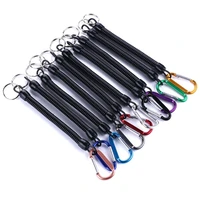 extendable security key chain holder safety coil carabiner rope fishing tools pliers ropes belt clip hook for camping boating
