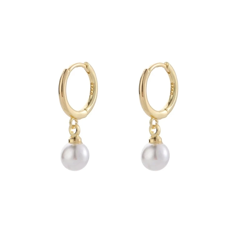 

Glossy Round Hoop Earrings for Women Girls Pearls Earring Jewelry Cartilage Earrings Unusual Silver Gold Color Pendientes