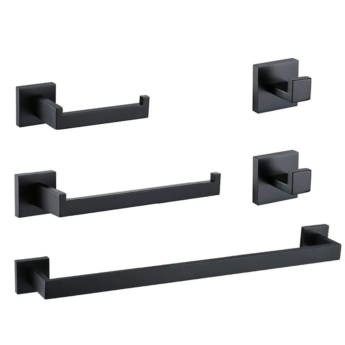 

5pcs/set Towel Rail Bar Rack Bar Shelf Tissue Paper Holder Bathroom Hardware Bathroom Accessories Black Toothbrush Holder