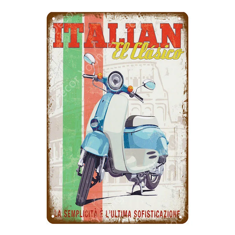 YD7495F Модники, металлические оловянные знаки, итальянские скутеры Lambretta Vespa, винтажная настенная табличка, гаражный магазин, Декор для дома, комнаты, плакат для мотоцикла - Цвет: YD7495F