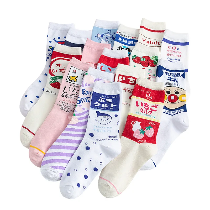 Новые весенние носки с мультяшными фруктами женские хлопковые модные креативные