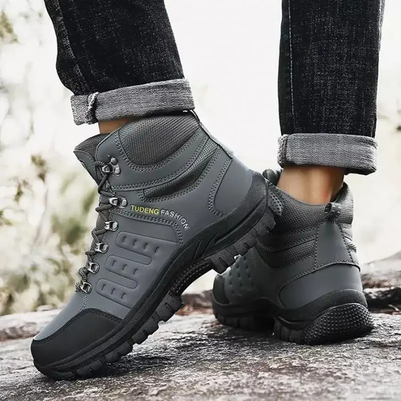 Зимние теплые мужские ботинки для снега модные уличные походные кроссовки