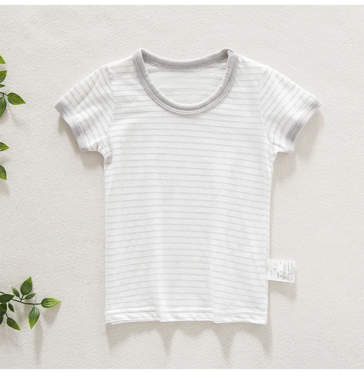 

Summer Baby Cotton Short-sleeved T-shirt Sweat-absorbent Round Neck Male Baby Shirt Thin and Breathable Three PiecesT-shirts