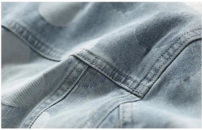 BONJEAN Mens Polka Dot Denim Jacket Mal Rock Fashion Light Blue Slim Casual Biker Jackets Coat Drop Shipping