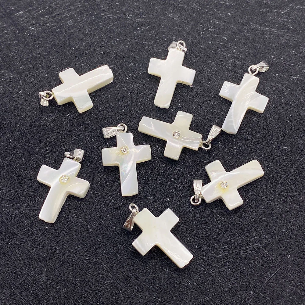 

1pcs Shell Pendant Cross Natural Sea Water Shell Carving Crafts DIY Making Accessories Ladies Jewelry Supplies Charm 15x24mm