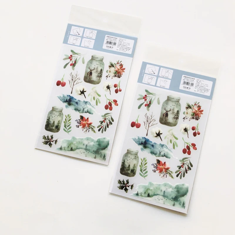 

2 Sheets /Pack Mist Forest Deers DIY Decorative Stickers Diary Decoration