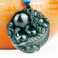 new hetian jade carved round pixiu pendant for men and women lucky jade gift necklace pendant wholesale