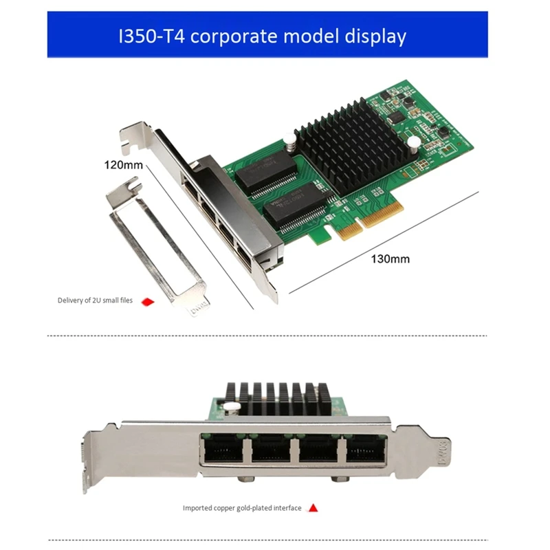 

PCI-E Server Four-Port Gigabit Network Card I350-T4 Multi-Port Network Card Enterprise Black Card