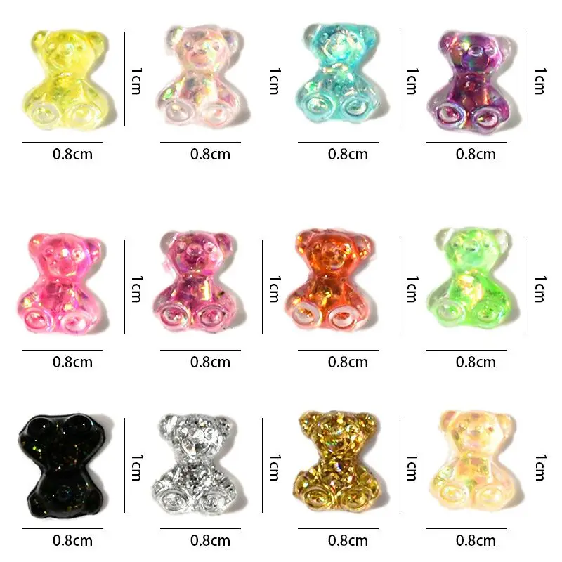50 шт./лот полимерный медведь любовь сердце украшение для ногтей Стразы