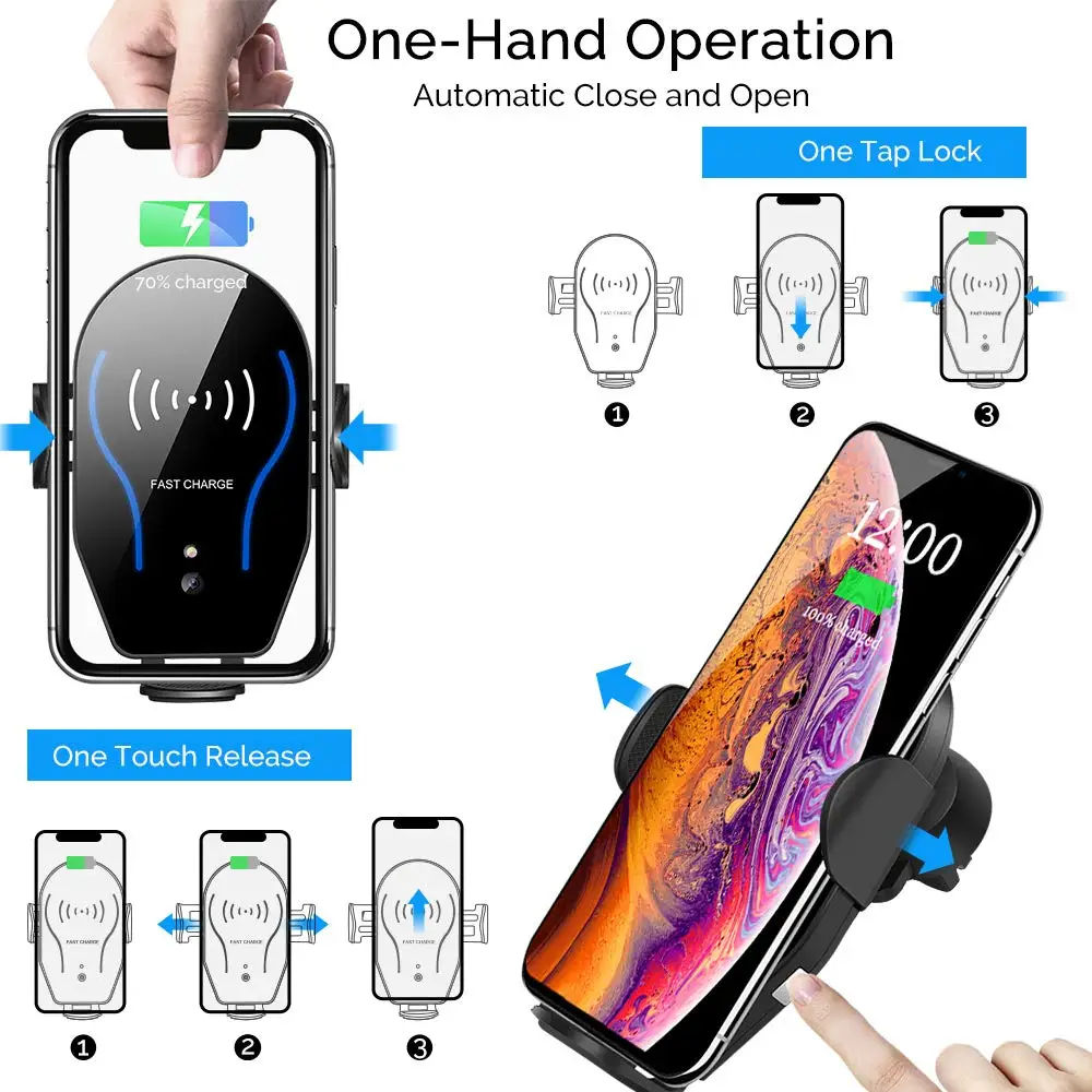 Auto-Clamping 10W Qi Fast Wireless Charging for Ulefone Armor 7E 7 6S 6E 6 5 Power 5S X QC 3.0 Car Charger | Мобильные телефоны и