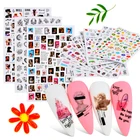 3D наклейки для ногтей, фигурка женщины, узор для лица, специальная переводная картинка, цветы, слайдеры, наклейки, украшения для ногтей