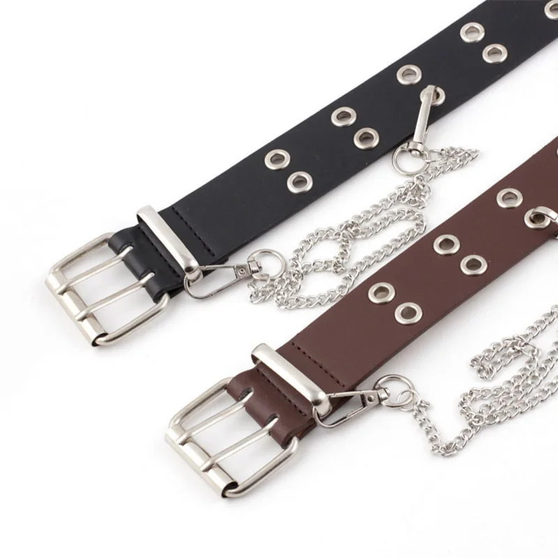 

2020 Punk Belt Imitation Leather Pin Buckle Belts for women BF chic Jeans Fashion Individual waist Belt Chain cinturon mujer
